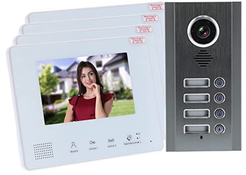 Videocitofono a 2 Fili con Sistema a Basso Consumo Energetico AC 100-240V Videocitofono HD per Appartamento Domestico (4 famiglie (SY828NMJAEND4))
