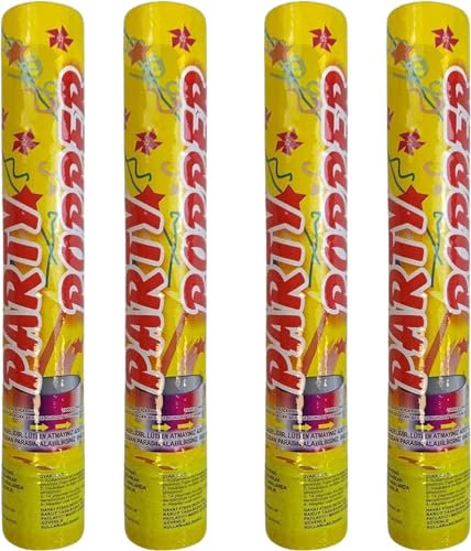 4x Party-Popper je 30 cm. 5m Effekthöhe. Konfetti-Shooter, Konfettibombe, Konfettikanone für Hochzeit, Geburtstag, Feier, Silvester, Private Partys (Gold)
