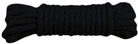 GSHLLO 30 Yards x 6 mm natürliches gedrehtes Baumwollseil, Pflanzenaufhänger, Makramee-Schnur, 3 Stränge, Wandbehang, Handwerk, Wickelschnur, Strickseil zum Basteln, Schwarz