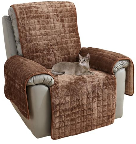 NUODWELL Sofa Armlehnenbezüge, Sesselschoner Sesselauflage, Anti-Rutsch superweich, waschbar, Relaxsessel Bezüg Sesselüberzug Möbelschutz für Kinder und Haustiere (Kaffee, 53 x 190 cm)