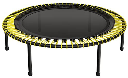bellicon Fitness Trampolin 112cm (Gelb) |Praktische Klappbeine & Seilring-Federung bis 150kg (Extra Stark) | Dreiteiliger Rahmen | Made in Germany