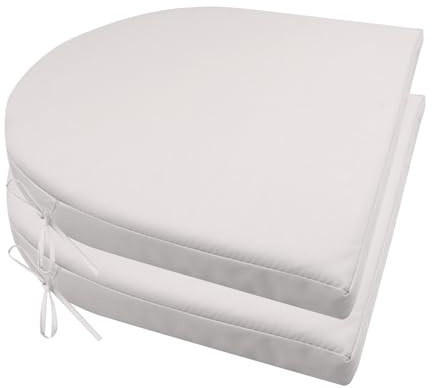 BESTORI 2er Set Stuhlkissen mit Bändern Wasserdicht Rutschfestes Sitzkissen Bequeme Halbrund Sitzpolster für Gartenmöbel Oder Stuhl Wasserdicht Garten 40 x 40 x 4 cm Beige