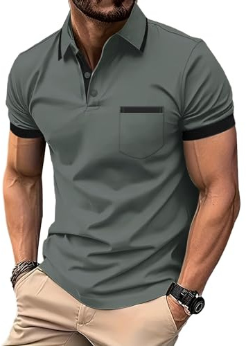 LLdress Herren Kurzarm Poloshirt Atmungsaktiv Schnelltrocknend Tshirt Freizeit Sport Sommer Poloshirts Männer Knopfleiste Polohemd