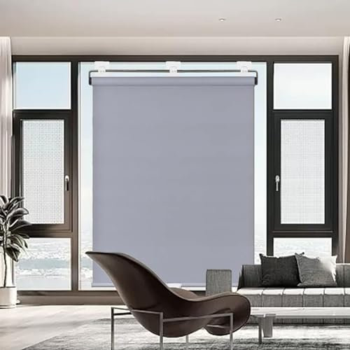 Verdunkelungsrollos Schnurlos,Einziehbare Sonnenschutzrollos Für Fenster 32cm 40cm 50cm 60cm 70cm 90cm 100cm 120cm Breit,Thermisch Isoliert/Sonnenschutz/Sichtschutzvorhänge,Grey-40 * 160cm(16 * 63in)