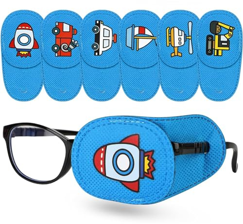 6 Stück Amblyopie Augenklappen, Faule Augenklappen Wiederverwendbar Augenklappe, Amblyopia Kinder Korrektur orthoptischer augenklappe für Schielens, linke Augenpflaster Vliesstoff Eye Patches