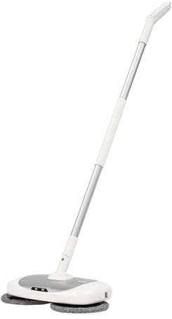 Elektrischer Wischmopp, Akku Bodenwischer, Wischer Elektrisch mit Reinigungseimer Schnurloser Mopp für Bodenreinigung 40W Leistung 2000mAh Akku 150 U/min für Fliesen Holzböden Laminat (Silber)