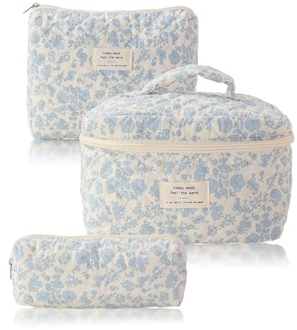 3 Piezas Beauty Case Morbida Grande Makeup Bag Pochette Donna Trucchi Piccola Orchidea Bianca
