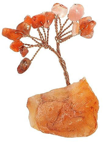 ORFOFE Kristall Geldbaum Deko Tischdekoration Kunstbaum Aus Rotem Achat Naturkristall Für Büro Wohnzimmer Feng Shui Glücksbaum Ornament Geschenk