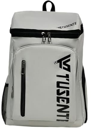 Harilla Tennis-Rucksack, Tennistasche, Träger, groß, Oxford-Stoff, Badminton-Rucksack, Schlägertasche für Badminton, Squash, Schläger, Zubehör, Silber