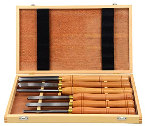 Ensemble de ciseaux à bois pour tour à bois, outils de tournage sur bois à pointe en carbure, ensemble de ciseaux à bois professionnels avec manche en bois et kit de couteaux pour débutants, amateurs