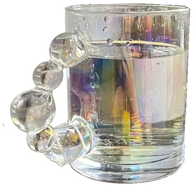 Jarsense Tazza da caffè in vetro da 330 ml, stile vintage, con manico, adatta per latte, cappuccino, acqua (colorata)