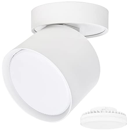 KYOTECH Foco LED empotrable plano, 230 V, 84 x 80 mm, giratorio y orientable, color blanco, bombilla GX53 de 6 W, 4000 K, 550 lm