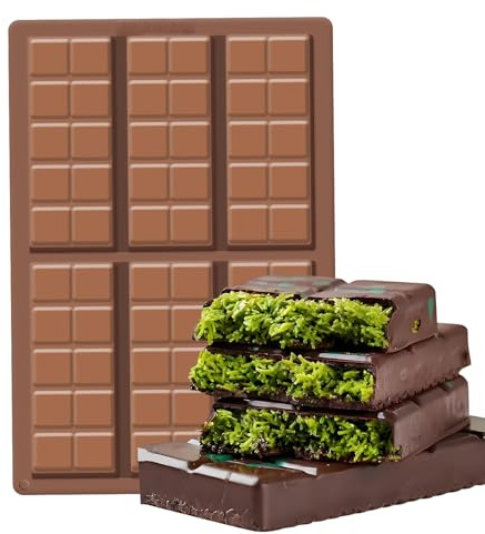FT Quadratische Silikon Schokoladenform, Kommt mit Kratzer und 100 Verpackungstaschen, Passend für DIY Schokolade und Gelee (B)