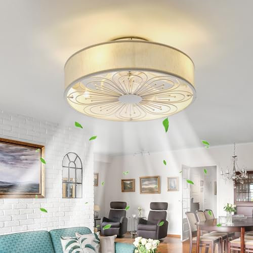 Luyaim Retro Ceiling Fan Lights and Remote Control Industrial Fan Lights Ceiling Reversible Bladeless Ceiling Fan with Light 6 Speed Cage Ceiling Fan Light Bedroom Restaurant Kitchen E27*4-A