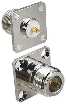 2 Stück Stecker N-Buchse 4-Loch-Flansch-Lötplattenmontage-HF-Koaxialadapter