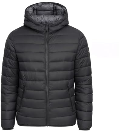 Crosshatch Mens Shower Resistant Lightweight Hooded Padded Quilted Zip Pockets Winter and Summer Jacket Coat Black XL