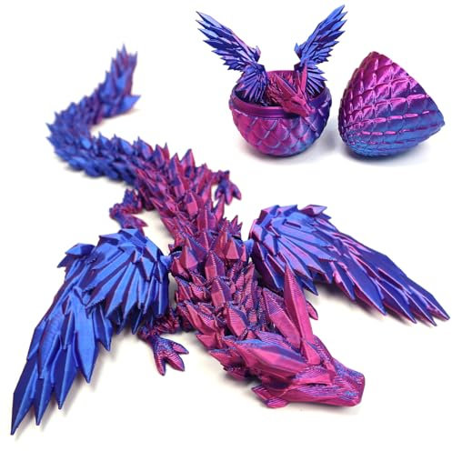 DUOCIYUAN 3D Gedrucktes Drachenei, Drachen Spielzeug Überraschungsdrache Im Ei für Geschenke Beweglicher Drachen Figuren für Easter Weihnachtstag Schreibtisch Dekoration (Pterodactyl Violett)