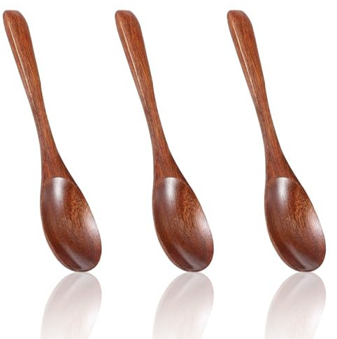 QZKJQDD Honiglöffel Holz, 3 Stück Holzlöffel honig, Handgemachte Natürliche Schima Superba Holzlöffel Mischen Rühren Kochen Holzlöffel Heiße Schokolade Honig Kaffee Tee Küche Zubehör