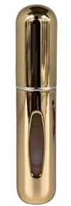 Refillable Perfume Atomiser (5ml) - Portable Leak-Proof Travel Spray Bottles for Perfume, Aftershave, Gym and Essentials - Easy-to-Refill Durable Lightweight Minimalist Travel Size - 3328 (GOLD)