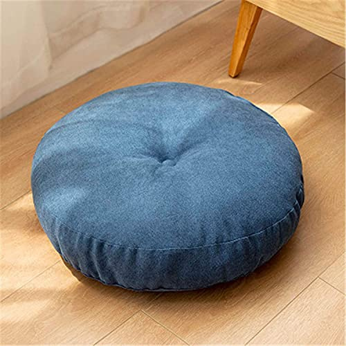Chair Pad Round Thick Cosy Floor Cushion Tatami Seat Cushion for Living Room Garden Dining Room Home Decoration Chair Cushion,Blue,Durchmesser 55cm