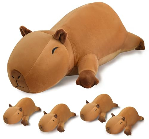 SQEQE Capybara Plüschtier Plüschtiere mit 4 Babys, Niedliche Plüschkissen