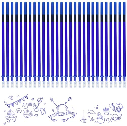 EAVUYIS 30 Piezas Recambios Boligrafos Borrables, Recambios,Compatibles con Legam, Tinta Boli Borrable,Recambio Boligrafo Borrable,Punta 0,5 mm,Altura 13 cm (Azul)