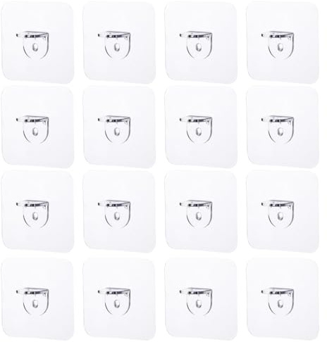 GXGM 16 Piezas Soporte Balda Autoadhesivas 6 x 6 cm Soportes de Estante Autoadhesivos, Soportes Adhesivos Transparentes para Estanterías para Estanterías de Armarios