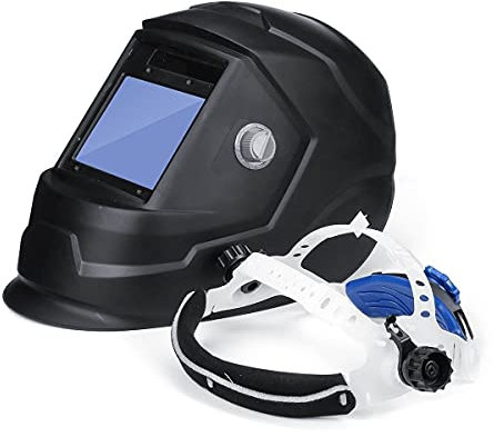 AYKNINGD SchweißHelm, Schweisshelme Solar Power Auto Verdunkelungsverstellbarer Farbbereich Schweißsturzhelm Große Ansicht ARC Schweißer Maske