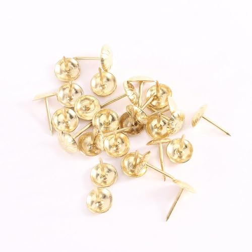 Vintage Brass Upholstery Nails 100/300Pcs,11mm Antique Furniture Tacks for Sofa/Headboard DIY, Iron Decorative Studs(100pcs-Gold)