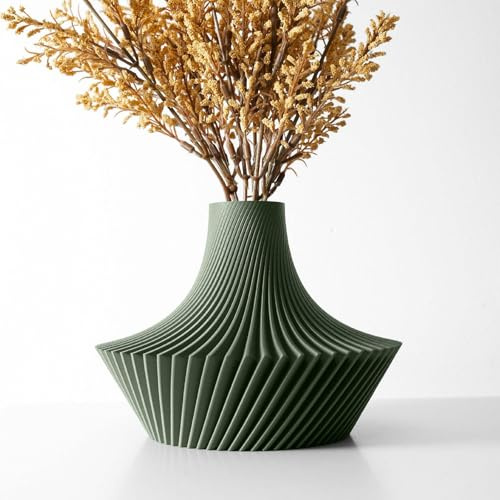 MUGALAB - Kitan Portafiori Decorativo da Interno, 20x15 cm, Disponibile in Bianco, Arachide, Mattone, Verde, Porpora, Blu, Antracite, PLA Ecologico, Motivo a Spirale, Prodotto in Italia (Salvia)