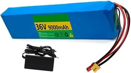 36V 9Ah E-Bike Akkupack, Fahrrad-Batterien 36V 9000mAh mit Ladegerät Eingebauter BMS 36V 9Ah Ebike Batterie für 200W 350W 500W 800W 1000W Elektrofahrrad Motor 36V 9Ah,XT30+JST