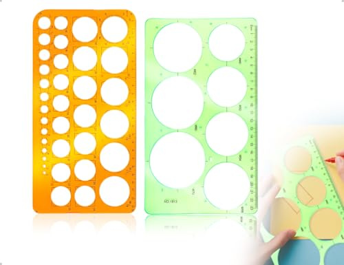 AOYEGIC 2 Stück Kreisschablone,Digitale Messschablonen,Quilling Kreis Lineal,Zeichenhilfen Lineal,verwendet für Büro Schule Bau Schalung Zeichnungen(Grün und Orange)