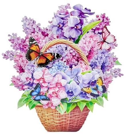 HKFENG Pop Up Card 3d Sunflower Bouquet Card for Birthdays (Orchid Butterfly)