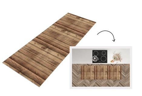 KitchenYeah© Läufer Küche Küchenläufer Küchenmatte Waschbar rutschfest | 180x60 cm - Kitchen Runner Antirutschmatten Matt Floor Waterproof Küchen Holz - Brocante - Muster