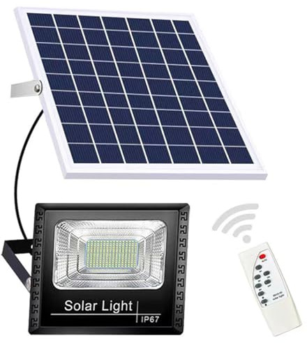 HYZHANHONG 300W, Foco Solar Exterior de Alta Brillo, Luz de Seguridad LED Solar a Prueba de Agua con Control Remoto, Tiempo de Iluminación Ajustable (200W)
