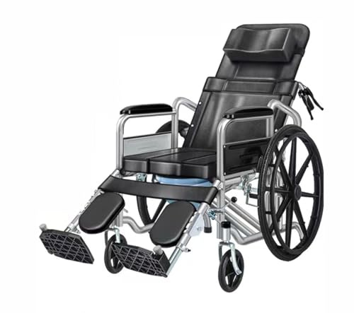 GUHPZA High Back Foldable Wheelchair for Adults 220-Lbs Folding Self-Propelled Wheel Chair/a,E