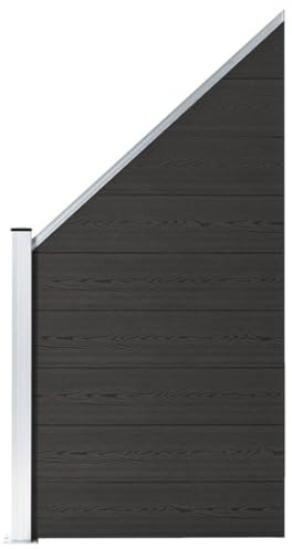 Élément de clôture WPC 95 x (105-180) cm noir composite bois et plastique Clôture de jardin Brise-vue modulaire avec profil supérieur en aluminium Panneau durable pour l'extérieur