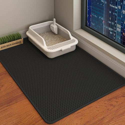 Alfombrilla para arena para gatos, 120 x 70 cm, doble capa, impermeable, diseño para gatos, caja de arena para gatos, alfombrilla para inodoro para gatos