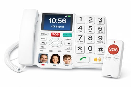 Cura Sync 4G SOS Emergency Phone for Elderly – No Landline Required – Big Button Home Phone with Wireless Panic Pendant for Seniors Living Alone | Loud Amplified Volume & Backup Battery | UK Version