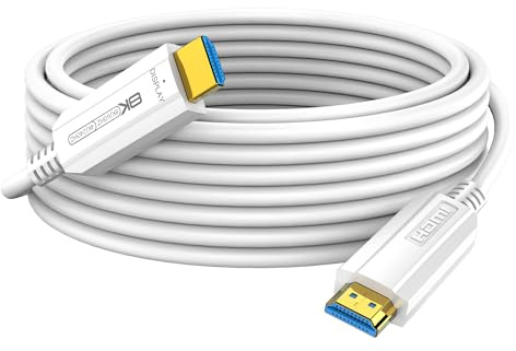 8K HDMI Glasfaser kabel 10Meter , Lang HDMI 2.1 Kabel Aktives, HDMI 2.1 Kabel 48Gbps Ultra High Speed Speed 8K@60Hz,4K@120Hz/144Hz HDR10 eARC 3D HDCP 2.3 für HDTV, Monitor, Laptop, Heimkino - Weiß