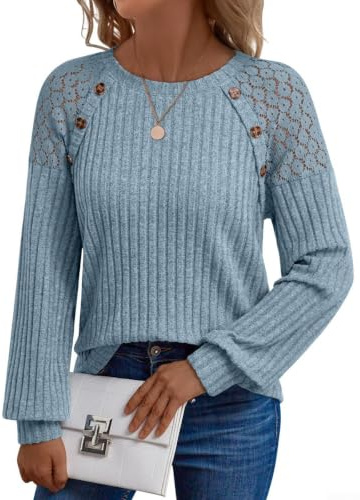 Whychstore Dam ihålig långärmad topp enfärgad vardaglig blus för strand semester yoga S-XXL