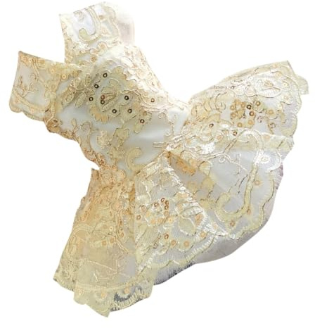 ARTIBETTER Hundekleid aus Polyester Gold Ärmellos Leicht und Auszuziehen Größe S Hundebekleidung für Hunde für Hochzeit und Outdoor Aktivitäten