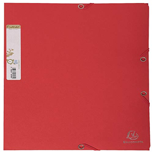 Exacompta 56985E 25er Pack Einschlagmappe Forever. Aus Recycling-Karton DIN A4 mit 2 Gummizügen, 3 Klappen und Rückenschild rot zweifarbig Sammelmappe Dokumentenmappe Blauer Engel
