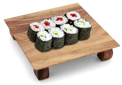 Ironwood Gourmet Kyoto Sushi Stand, Acacia Wood Brown 10 x 10 x 2.25 inches
