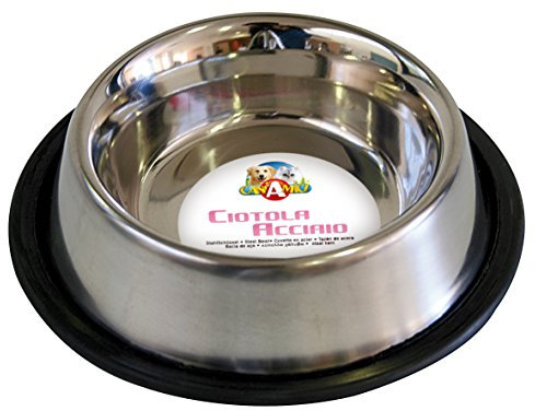 Croci - Gamelle pour Chiens et Chats en Acier Inoxydable, Capacité 0,25L, Hygiénique et Durable, avec Caoutchouc Antidérapant, Passe au Lave-Vaisselle, Diamètre Supérieur 10 cm