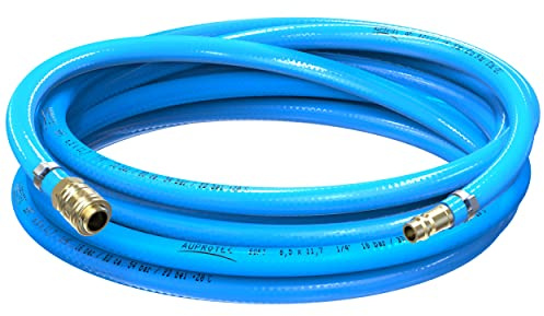 AUPROTEC set de manguera de aire comprimido Ø 6 mm interior, 3 m manguera de PVC con acoplador rápido de latón para compresores de aire, de compresor AUPROTEC altamente flexible
