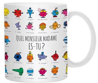 Monsieur Madame MM3107 Mug thermoréactif Quel Monsieur Madame es-tu, 320ml, Blanc Noir et Multicolore, Céramique, 12 x 8,3 x 9,7 cm