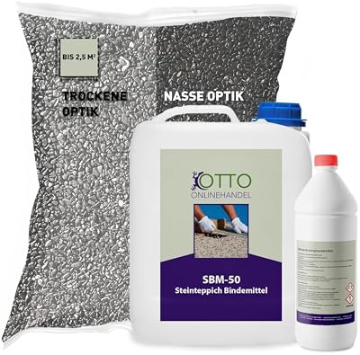 ST-EP Steinteppich Komplett-Set (Nero Ebano) für ca. 2,5m² inkl. 2K Epoxidharz Bindemittel, natürlicher Steinboden, Marmorkiess