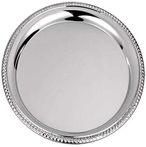 SILBERKANNE Serviertablett Rund | Hochglanz versilbert (Silber Plated) | Ø 20 cm | Mit Kordelrand | Für Bar & Tisch