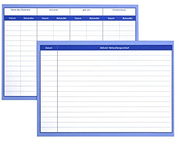 Einlegekarten für Patienten Karteikarten - Verlaufsdokumentation I Patienteneinlegekarten zur Dokumentation I DIN A5 quer 21 x 15 cm groß, 190g/m² I 250 Stück